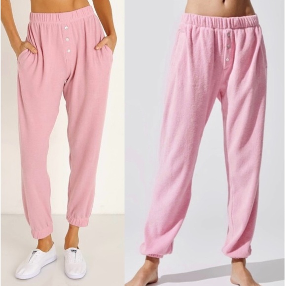 DONNI. NWOT Pink Sweater Henley Sweatpants Rose - Picture 1 of 11